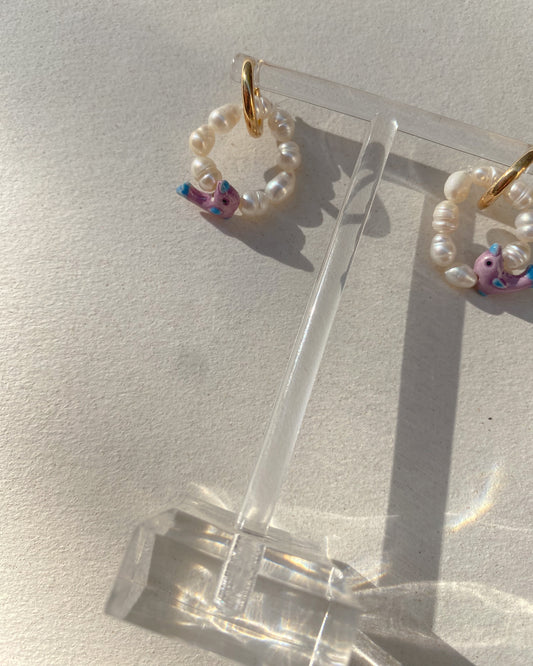 Dolphin and pearls hoop