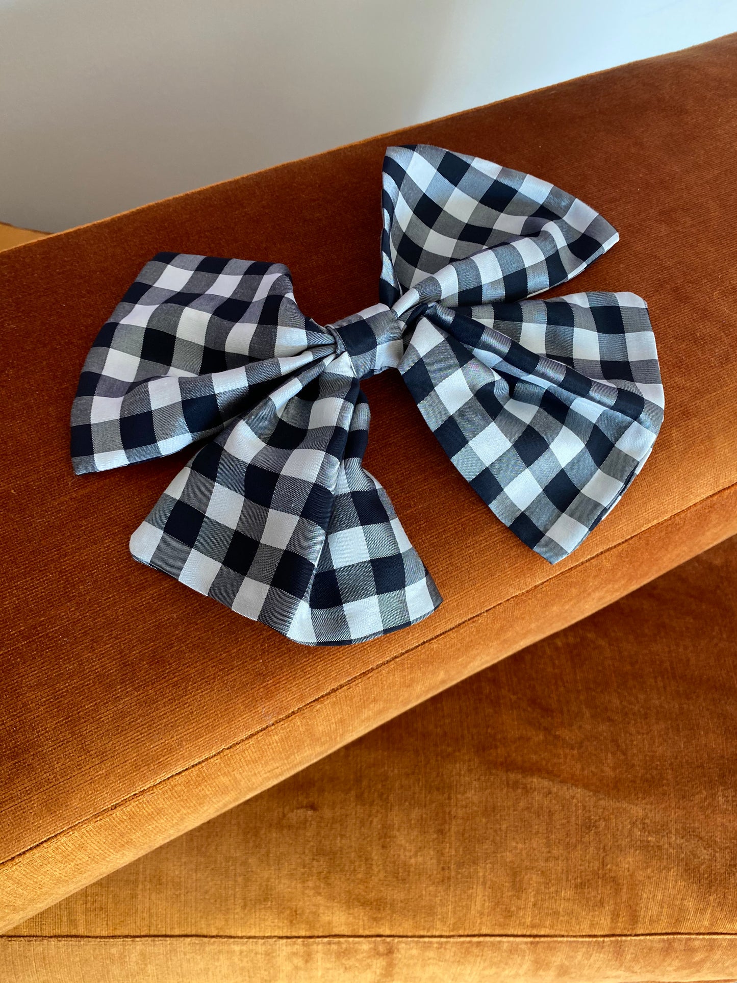 Double bow vichy barrette.