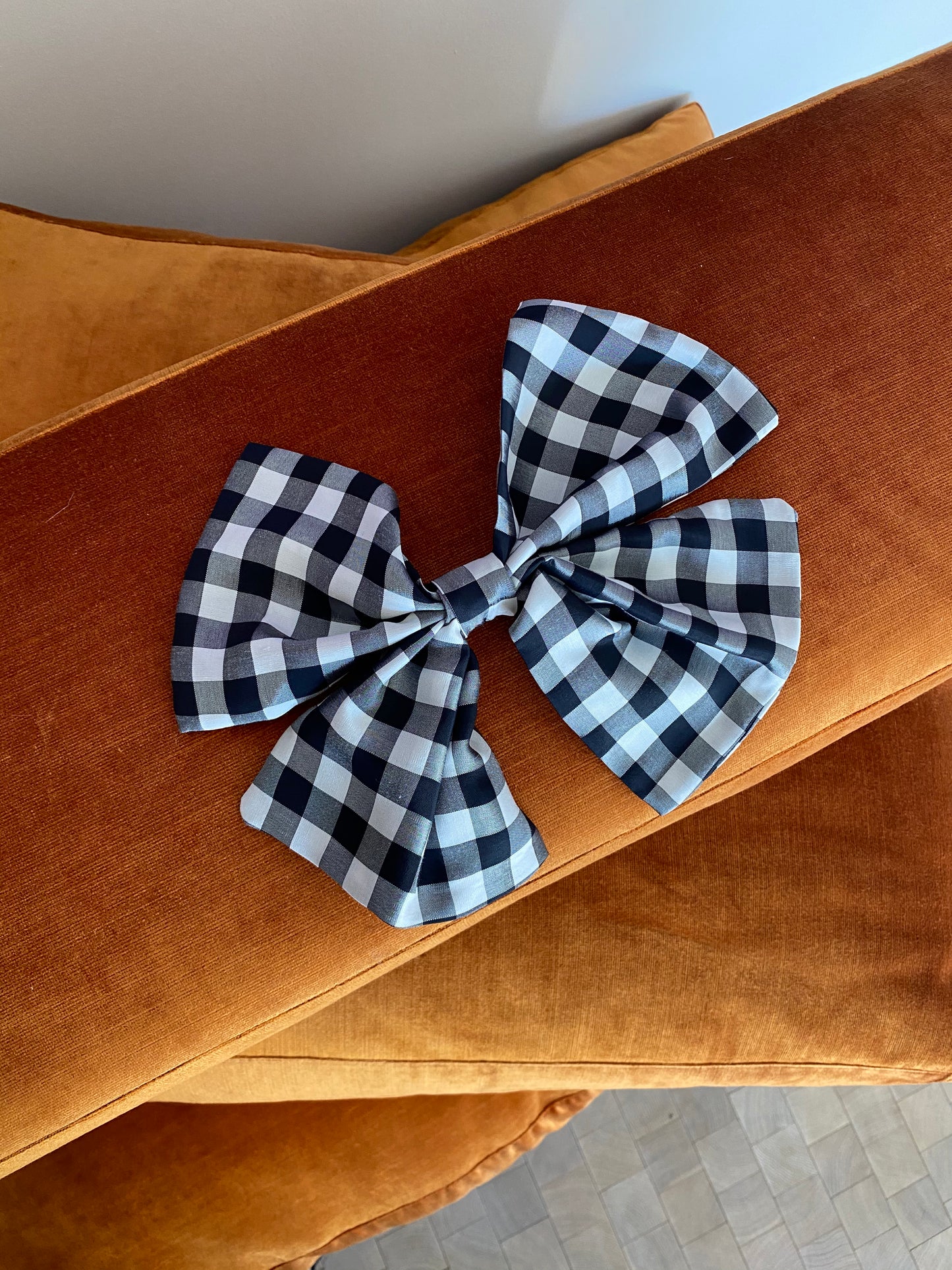 Double bow vichy barrette.