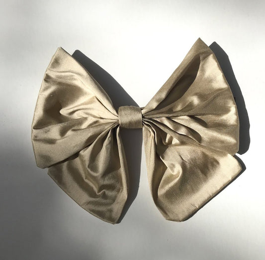 Double bow raw silk barrette. - Plhi studio